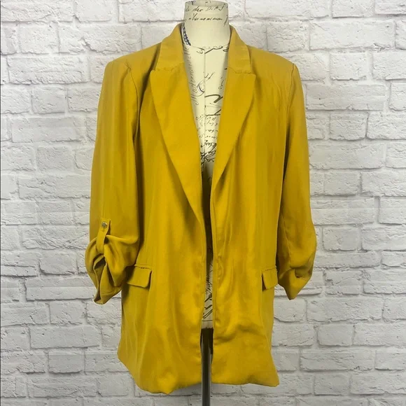 Tahari Mustard Open-Front Blazer Jacket - Picture 1 of 8